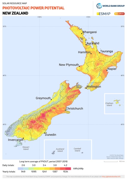 Photovoltaic Electricity Potential, New Zealand